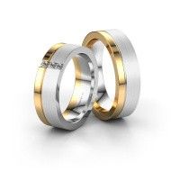 Image of Wedding rings set WH0327LM16BPM ±6x2 mm 14 Carat white gold diamond 0.03 crt
