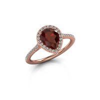 Image of Engagement ring seline per 2<br/>585 rose gold<br/>Garnet 8x6 mm