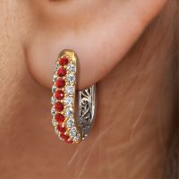 Image of Hoop earrings Danika 8.5 A 585 gold ruby 1.7 mm