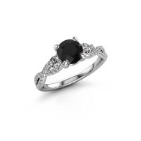 Afbeelding van Verlovingsring Marilou Rnd<br/>585 witgoud<br/>Zwarte Diamant 1.66 Crt
