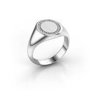 Image of Signet ring Rosy Oval 2 925 silver diamond 0.008 crt