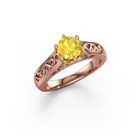 Image of Engagement ring Shan 585 rose gold yellow sapphire 6 mm