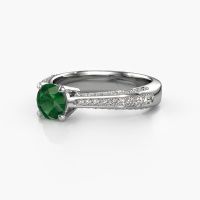 Image of Engagement ring Ruby rnd 585 white gold emerald 5.7 mm