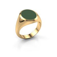 Afbeelding van Zegelring Herman 4<br/>585 goud<br/>groene emaille 15x12 mm