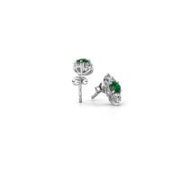 Image of Earrings amie<br/>925 silver<br/>Emerald 4 mm