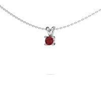 Image of Necklace Sam round 950 platinum ruby 4.2 mm