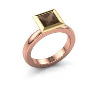 Image of Stacking ring Trudy Square 585 rose gold smokey quartz 6 mm