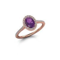 Image of Engagement ring seline ovl 2<br/>585 rose gold<br/>Amethyst 7x5 mm