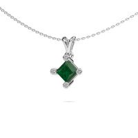 Image of Pendant Cornelia Square 950 platinum emerald 6 mm