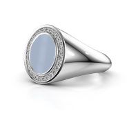 Afbeelding van Zegelring hilda 1<br/>950 platina<br/>Licht blauwe lagensteen 10x8 mm