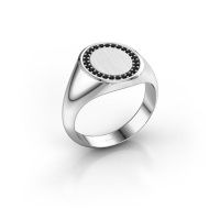 Image of Men's ring floris oval 3<br/>585 white gold<br/>black diamond 0.243 crt