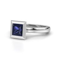 Image of Stacking ring Trudy Square 950 platinum sapphire 6 mm