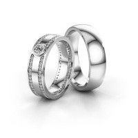 Image of Wedding rings set WH2044LM16BP ±6x2 mm 14 Carat white gold diamond 0.61 crt