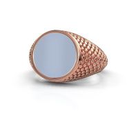 Image of Signet ring Zachary 2 585 rose gold light blue sardonyx 12 mm