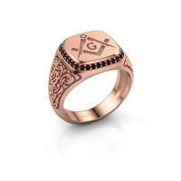 Image of Men's ring johan 2<br/>585 rose gold<br/>Black diamond 0.306 crt