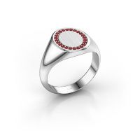 Image of Men's ring floris oval 2<br/>950 platinum<br/>Ruby 1.2 mm