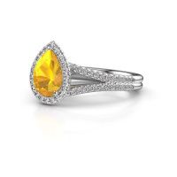 Afbeelding van Verlovingsring verla pear 2<br/>585 witgoud<br/>Citrien 8x6 mm