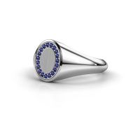 Image of Signet ring Rosy Oval 1 585 white gold sapphire 1.2 mm