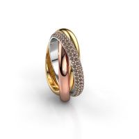 Image de Bague trinity 2<br/>585 or blanc<br/>Diamant brun 0.885 crt