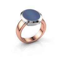 Afbeelding van Zegelring Oscar 4<br/>585 rosé goud<br/>Blauw lagensteen 15x12 mm