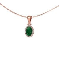 Image of Pendant seline ovl<br/>585 rose gold<br/>Emerald 7x5 mm