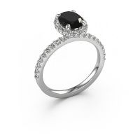 Afbeelding van Verlovingsring Miranda Ovl<br/>585 witgoud<br/>Zwarte Diamant 1.942 Crt