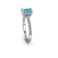 Image of Engagement ring saskia eme 1<br/>585 white gold<br/>Blue topaz 7x5 mm