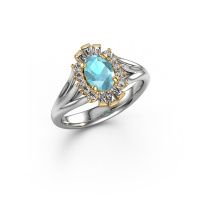 Image of Engagement ring Andrea 585 white gold blue topaz 7x5 mm
