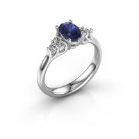 Afbeelding van Verlovingsring Monika OVL<br/>585 witgoud<br/>Saffier 7x5 mm