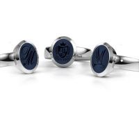 Afbeelding van Zegelring Oscar 3<br/>950 platina<br/>Donker blauw lagensteen 12x10 mm