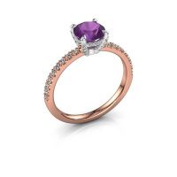 Image of Engagement ring saskia rnd 1<br/>585 rose gold<br/>Amethyst 6.5 mm