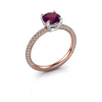 Image of Engagement ring saskia rnd 2<br/>585 rose gold<br/>Rhodolite 6.5 mm
