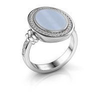 Image of Signet ring cristina<br/>950 platinum<br/>Light blue sardonyx 14x10 mm