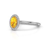 Image of Engagement ring seline ovl 2<br/>585 white gold<br/>Citrin 7x5 mm