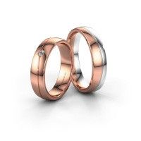 Image of Wedding rings set WH0901LM25AP ±5x1.7 mm 14 Carat white gold diamond 0.03 crt