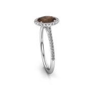 Image of Engagement ring seline ovl 2<br/>585 white gold<br/>Smokey quartz 7x5 mm