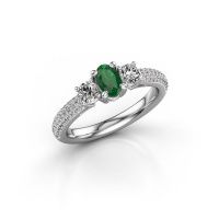 Image of Engagement Ring Marielle Ovl<br/>585 white gold<br/>Emerald 6.5x4.5 mm