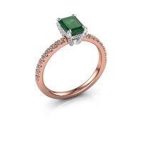 Image of Engagement ring saskia eme 1<br/>585 rose gold<br/>Emerald 7x5 mm