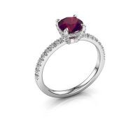 Image of Engagement ring saskia rnd 1<br/>585 white gold<br/>Rhodolite 6.5 mm