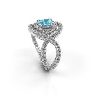 Image de Bague Chau<br/>585 or blanc<br/>Topaze bleue 7x5 mm