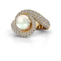 Image de Bague Klasina<br/>585 or jaune<br/>Perle blanche 7 mm
