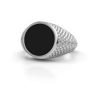 Image of Signet ring Zachary 2 950 platinum black enamel 12 mm