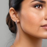 Image of Hoop earrings Danika 8.5 A 585 white gold ruby 1.7 mm