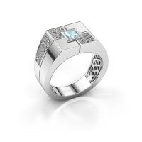 Afbeelding van Heren ring Rogier<br/>950 platina<br/>Aquamarijn 4 mm
