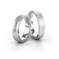 Image of Wedding rings set WH0113LM15BM ±5x2 mm 14 Carat white gold diamond 0.012 crt