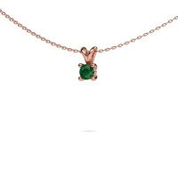 Image of Necklace Sam round 585 rose gold emerald 4.2 mm