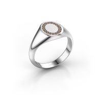 Image of Signet ring rosy oval 1<br/>585 white gold<br/>Brown diamond 0.143 crt