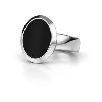 Afbeelding van Zegelring Oscar 4<br/>585 witgoud<br/>Onyx 15x12 mm