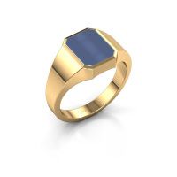Afbeelding van Zegelring glenn 1<br/>585 goud<br/>Blauw lagensteen 10x8 mm