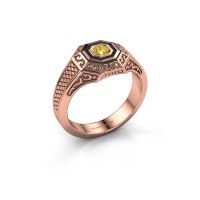Afbeelding van Heren ring Dion<br/>585 rosé goud<br/>Gele saffier 4 mm